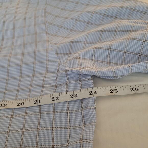 Ermenegildo Zegna Shirt Mens 17.5 44 Blue Check Plaid Regular Fit Office Career - Picture 8 of 13